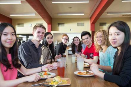 学生们在咖啡厅吃午餐.